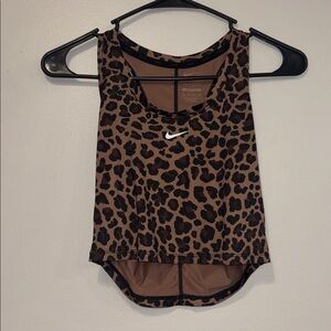 Nike Leopard Print Crop Top - Brown and Black